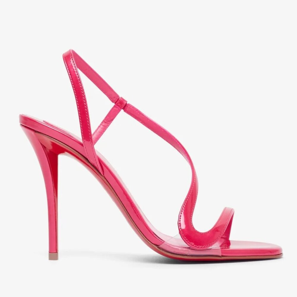 Christian Louboutin ROSA Z 100 Patent Strappy Sling Sandals Heels Shoe